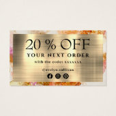 金ゴールドピンクウォーターフェイクカラー箔ディスカウントカード (裏面)