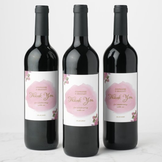 金ゴールドピンクエレガントタイポグラフィシンプルモダン結婚s ワインラベル (ボトル)