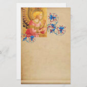 金ゴールドピンクエンジェルアンティークフローラパーチメント 便箋 (正面/裏面)