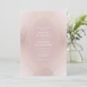 金ゴールドピンクオーバル幾何学アールデコギャツビー結婚ズ 招待状 (スタンド正面)