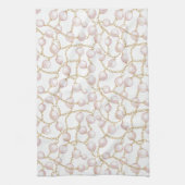 金ゴールドピンクグラムパールブライダルシャワー キッチンタオル (縦)