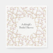 金ゴールドピンクグラムパールブライダルシャワー スタンダードランチョンナプキン (正面)