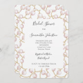 金ゴールドピンクグラムパールブライダルシャワー 招待状 (正面/裏面)