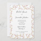 金ゴールドピンクグラムパールブライダルシャワー 招待状 (正面)