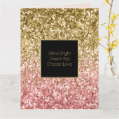 金ゴールドピンクグリッジグリッタースパークル カード (黄色い花)