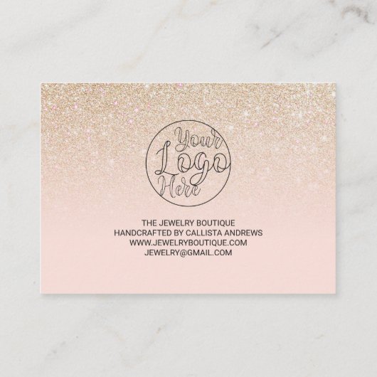 金ゴールドピンクグリッターグラデーションお客様ありがとう 名刺 (裏面)