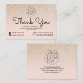 金ゴールドピンクグリッターグラデーションお客様ありがとう 名刺 (正面/裏面)