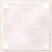 金ゴールドピンクグリッターダイヤモンド ガラスコースター (裏面)