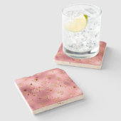 金ゴールドピンクグリッターダイヤモンド ストーンコースター (横)