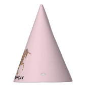 金ゴールドピンクグリッター飛んでいるユニコーン誕生日パーティー パーティーハット (右)