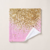 金ゴールドピンクグリッター#1 バスタオルセット (ウォッシュタオル)