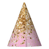 金ゴールドピンクグリッター#1 パーティーハット (裏面)