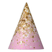 金ゴールドピンクグリッター#1 パーティーハット (左)