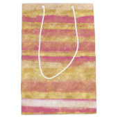 金ゴールドピンクグリッツストライプズ ミディアムペーパーバッグ (正面)