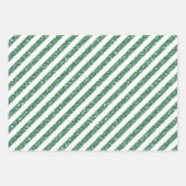 金ゴールドピンクグリーングリッターストライプクリスマスラッピング ラッピングペーパーシート (正面3)