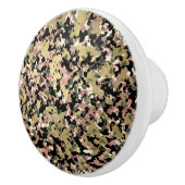 金ゴールドピンクグリーンブラックカモフラージパターンプリント セラミックノブ (右)