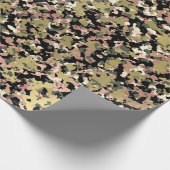 金ゴールドピンクグリーンブラックカモフラージュ誕生日パーティー ラッピングペーパー (角)