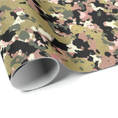 金ゴールドピンクグリーンブラックカモフラージュ誕生日パーティー ラッピングペーパー (ロールコーナー)