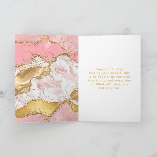 金ゴールドピンクシークンズアゲートスウィート16ハッピーバースデー カード (内部)