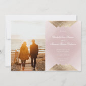 金ゴールドピンクジオメトリックなギャツビーのフォイル日付を保存 案内状 (裏面)