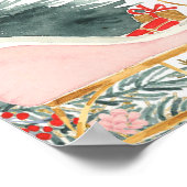 金ゴールドピンクスイクリスマスベビーシャワーゲストブック ポスター (角)