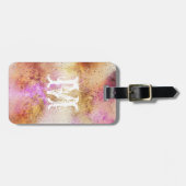 金ゴールドピンクスカイウォーターパーソナライズされたカラー ラゲッジタグ (正面横)