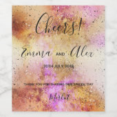 金ゴールドピンクスカイウォーター色 |ワインボトルラベル ワインラベル (シングルラベル)