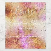 金ゴールドピンクスカイウォーター色 |ワインボトルラベル ワインラベル (シングルラベル)