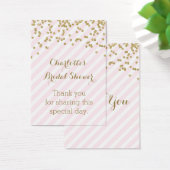 金ゴールドピンクストライプブライダルシャワーメッセージカード (デスク)