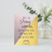 金ゴールドピンクストロング女子やる気を起こさせる葉書 ポストカード (スタンド正面)