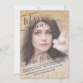 金ゴールドピンクスパークリグリッターグラデーションフォトキンセアニラ 招待状 (正面)