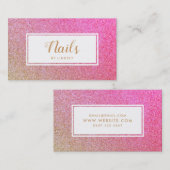 金ゴールドピンクスパークルグリッターネイルアーティスト 名刺 (正面/裏面)