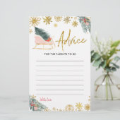 金ゴールドピンクスリー冬ベビーシャワーアドバイスカード (スタンド正面)
