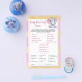 金ゴールドピンクゾウ推測キャンディベビーシャワーゲーム チラシ (シングル)