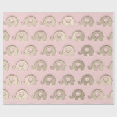 金ゴールドピンクゾウ赤ちゃんシャワープリンセス男の子 ラッピングペーパー (フラット)