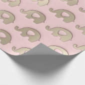 金ゴールドピンクゾウ赤ちゃんシャワープリンセス男の子 ラッピングペーパー (角)