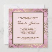 金ゴールドピンクダマスクスウィート16誕生日パーティー 招待状 (裏面)