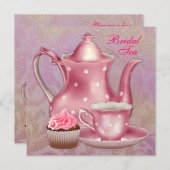 金ゴールドピンクダマスクブライダルティーパーティー 招待状 (正面/裏面)