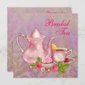 金ゴールドピンクダマスクブライダルティーパーティー 招待状 (正面/裏面)