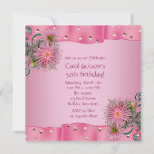 金ゴールドピンクダリアウーマンズバースデーパーティー 招待状 (裏面)