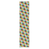 金ゴールドピンクチョコレートアイバーティール（緑がかった色）プレイド ショートテーブルランナー (正面)