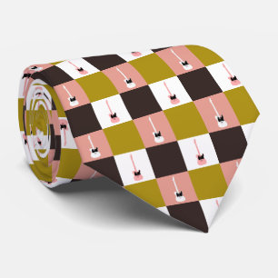 金ゴールドピンクチョコレートアイボリーピンクホワイトギター ネクタイ