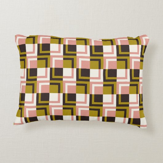 金ゴールドピンクチョコレートアイボリープレイド アクセントクッション (裏面)