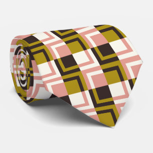 金ゴールドピンクチョコレートアイボリープレイド ネクタイ