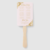 金ゴールドピンクトロピカルハイビスカスフラワー結婚式 プログラム ハンドファン (裏面)