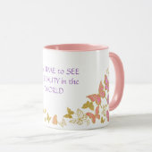 金ゴールドピンクバタフライ美しいを見るために時間がかかる マグカップ (正面右)