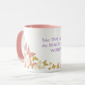 金ゴールドピンクバタフライ美しいを見るために時間がかかる マグカップ (正面左)