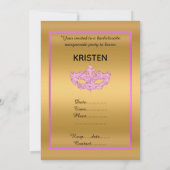 金ゴールドピンクバチェロレッテヒール仮装パーティー 招待状 (裏面)