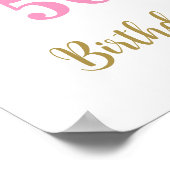 金ゴールドピンクバースデーパカスタムーティー20x30 ポスター (角)