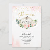 金ゴールドピンクパンプキン秋インラブベビーシャワー 招待状 (正面)